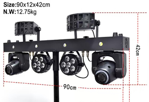 T-바 디제이 조명 공연 바 4 개 40w 이동 헤드 Rgbw + 세척 바 + 더비 전문 휴대용 Led 무대 조명 스탠드 - Product Image 2