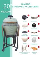 Barbecue au charbon de bois en céramique AUPLEX de 20 pouces avec support haut, barbecue d'extérieur pour la terrasse et la cuisine en plein air