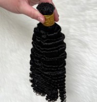 Extensions de cheveux vierges indiens 100% naturels, qualité supérieure, double tirage 12A, pointes pré-collées, micro-liens KC6, en stock, bouclés