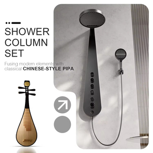<span class=keywords><strong>Colonne</strong></span> de douche murale 4 fonctions en forme de pipa FSH OEM, robinet de salle de bain avec jet de pluie doux et mélangeur thermostatique - Product Image 2