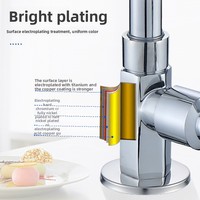 Robinet de cuisine vertical hexagonal de luxe léger, 4 pouces, eau froide uniquement, rotation à 360°, à poser sur plan, pour évier de légumes