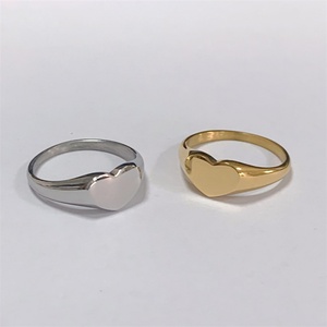 30% off Dainty Wedding Jewelry Waterproof Stainless Steel Signet <b>Ring</b> Custom Engraved <b>Blank</b> Gold Heart <b>Rings</b> for Women - Product Image 3