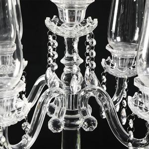 Porte-bougie en <span class=keywords><strong>cristal</strong></span> cylindrique décoratif de table de mariage, style bohème tendance, base épaisse en verre de 43 pouces, conique, fait à la main - Product Image 3