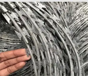 Wholesale Flat Hot Dipped Galvanized Razor Barbed Wire Mesh Coil With China Manufacturer