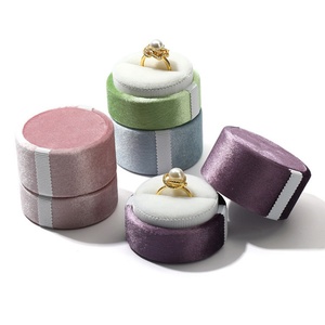 Velvet Ring Packaging Box Round Jewellery Display Storage case Purple Green <b>pink</b> Ring Packaging <b>Gift</b> <b>Boxes</b> - Product Image 4