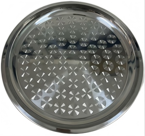 Vaisselle de fête et articles ménagers : Assiette ronde en acier inoxydable de 70 cm, plateau de service pour le camping et l'extérieur - Product Image 6