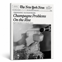 Toile de décoration robuste, prédécoupée, motif « Champagne Problems Newspaper », en gros, pour propriétés à louer à court terme et pour les fêtes