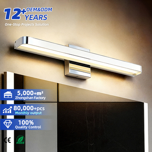 Lámpara de Pared LED Blanca Americana al por Mayor, de Latón Sólido Horizontal, Minimalista, Lineal, para Espejo o Tocador - Product Image 1