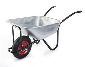 Carretilla de Carga Pesada de 100 Litros, de Acero Galvanizado, con Rueda Neumática para Jardín - Product Image 6