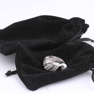 Black Velvet <b>Drawstring</b> <b>Pouch</b> Jewelry Packaging Bag Rectangle Shape KC1001 - Product Image 5