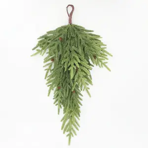 Christmas garlands & wreaths norfolk leaves teardrop swag decoration wall plants Christmas artificial greenery wholesale