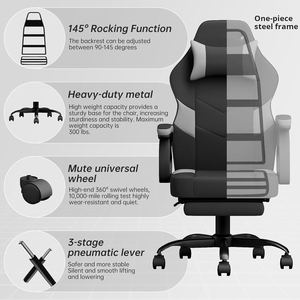 Silla <span class=keywords><strong>de</strong></span> juegos <span class=keywords><strong>de</strong></span> carreras ergonómica con respaldo alto extensible con reposabrazos deslizantes y soporte lumbar <span class=keywords><strong>para</strong></span> sala <span class=keywords><strong>de</strong></span> estar y uso <span class=keywords><strong>de</strong></span> computadora - Product Image 3