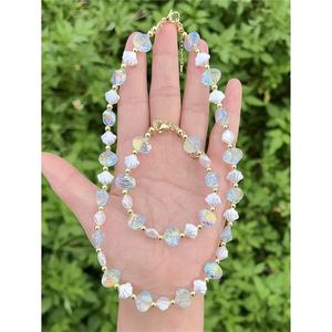 Pulsera/Collar de abalorios de cristal hechos a mano, conjunto de joyería de estilos de verano junto al mar, venta al por mayor, collar de moda - Product Image 1