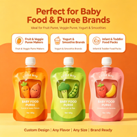 Pochette souple personnalisée avec bec verseur pour purée de bébé, fenêtre transparente, anti-fuite, haute barrière, qualité alimentaire, emballage pour collation enfant 100g