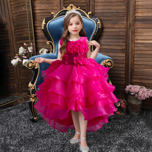 Costumes de carnaval d'Halloween, robe élégante moelleuse à queue de fille fleurie pour enfants, robe de princesse pour fête d'anniversaire avec nœud - Product Image 2