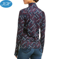 Vêtements d'équitation à Sublimation automatique, couche de Base imprimée de fleurs à manches longues