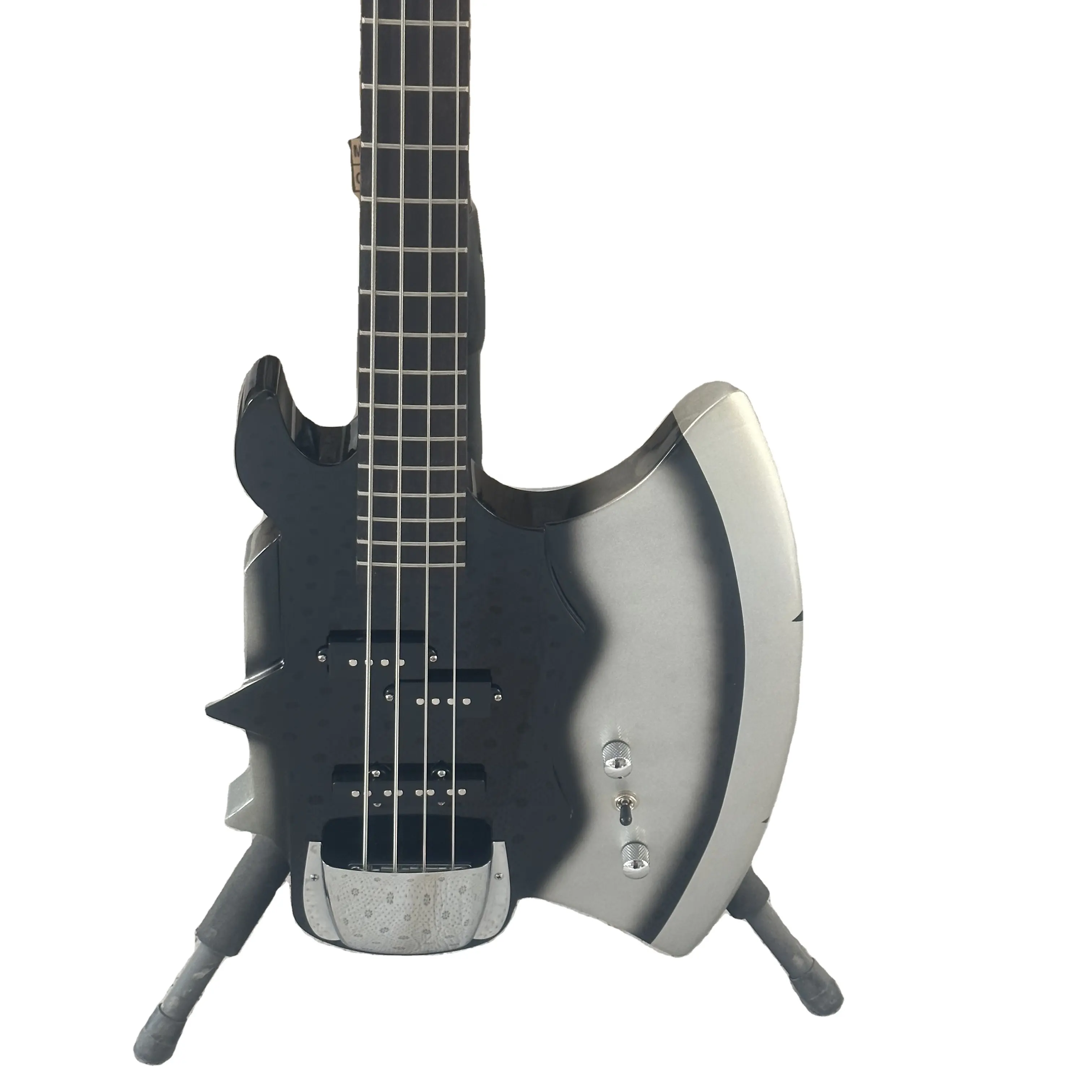 Axe Electric Bass 4 Strings Body Solid Wood With Signature Fast Shipping Ebony Fingerboard