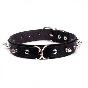 <span class=keywords><strong>Collar</strong></span> de Cuero PU con Anillos en O y Remaches Exagerados, Estilo Punk Gótico, para Aniversario - Product Image 1