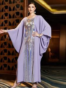 <span class=keywords><strong>Abaya</strong></span> Africana CCY Factory con Paillettes Luccicanti, Elegante Vestito Islamico da <span class=keywords><strong>Donna</strong></span> con Maniche a Pipistrello, Stile Dubai - Product Image 2