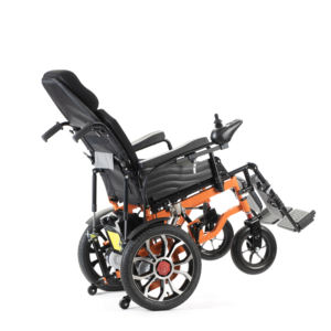 Silla de ruedas eléctrica reclinable con respaldo alto Asiento cómodo de acero al carbono Silla de ruedas eléctrica plegable - Product Image 5