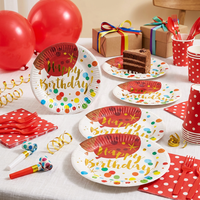 Assiettes en papier géométriques pastel élégantes avec estampage doré – Vaisselle de luxe moderne pour événements et décorations de table d'anniversaire