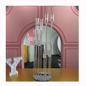 活动装饰直接水晶簇圆形玻璃烛台装饰柱烛台用于餐桌装饰