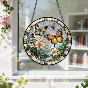 Attrape-soleil en acrylique style vitrail, ornement mural en mosaïque colorée pour <span class=keywords><strong>la</strong></span> maison, le jardin ou comme cadeau - Product Image 4
