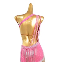Robe de danse latine à franges rose LD005 pour femmes, robe de compétition, strass, salsa, cha cha, samba, costume de danse de salon, vêtements de danse sur mesure