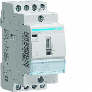 Contattore Eco ERC425 Personalizzabile con Controllo Manuale Hagers, 4 NO, 230 V AC, 25 A, Moduli 2 DIN - Product Image 1