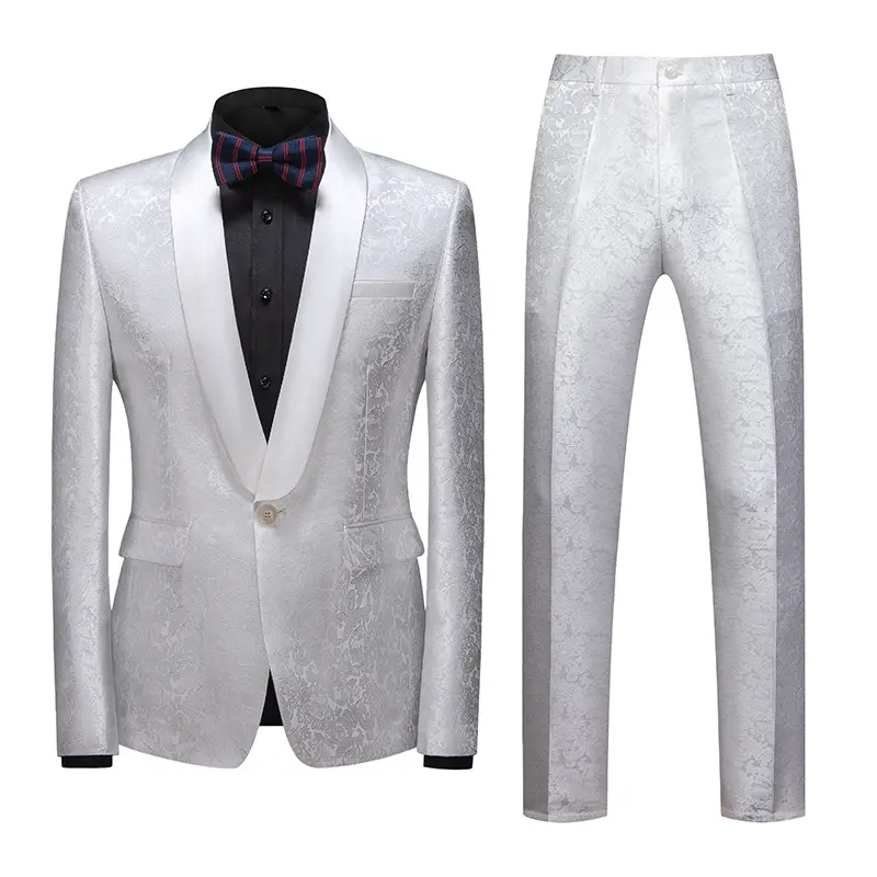 Wholesale Men's Slim Fit Elegant Groom Wedding Slim Suit Evening Dress Host Dress Two Piece