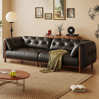 Canapé en cuir moderne avec pieds en bois, confortable, convertible, extensible, luxe léger, canapé trois places pour salon
