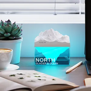 Ev dekor karartma ışık Polar buzul gece lambası aromaterapi başucu uyku masa lambası ile bluetooth hoparlör