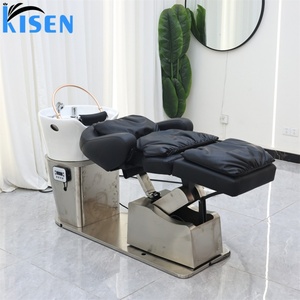 KISEN Professional Salon Wash Hair Massage Shampoo <b>Chair</b> Electric Lifting <b>Rotation</b> Foot Massage Bed Salon Shampoo Massage <b>Chair</b> - Product Image 1