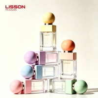 Flacon de parfum vide en verre carré de luxe personnalisé de 40 ml, flacon de sérum cosmétique pour huile parfumée avec bouchon en forme de boule