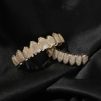 Grillz pour dents, bijoux Hip Hop, grillz dorés, décoration corporelle, bijoux d'Halloween, ensemble de bijoux en laiton et zircon pour dents