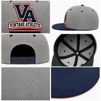 Gorra Snapback Ajustable de 6 Paneles de Poliéster/Algodón con Visera Plana de Perfil Alto y Letras Vintage Bordadas, Lista para Venta al por Menor, para Adultos - Pedido de Prueba