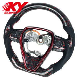 Volant sport personnalisé en fibre de carbone forgée rouge et suède noir pour Toyota Camry XSE TRD Corolla LE Avalon RAV4 2012-2024 - Product Image 2