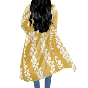 1MOQ spedizione a goccia 2025 all'ingrosso a buon mercato <span class=keywords><strong>giallo</strong></span> Elei polinesiano Samoan Design floreale Custom <span class=keywords><strong>cardigan</strong></span> a maniche lunghe per le donne - Product Image 6