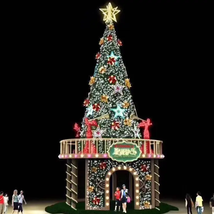 Kg Kerstversiering 10ft 20ft 30ft 40ft Giant Kerstboom Werf Mall Vierkante Deco Grote Kerstboom Met Licht