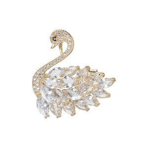 Swan Brooch Pink Crystal Zinc Alloy Women's Party Accessory Lapel Pin Fashion Jewelry - Product Image 3
