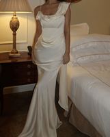 Robe d'été pour femmes, robe en satin sexy, robe de soirée pour femmes, robe maxi sans manches, robe blanche