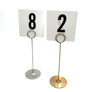 Free Sample Event Decoration Stainless Steel Menu Display Table Number Holder for Wedding Party