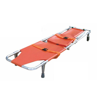 Chaise-brancard médical pliable OEM en aluminium avec surface en PVC et deux roues