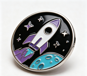 Pin de solapa de metal esmaltado personalizado con diseño de cohete y satélite, recuerdo coleccionable de aviación espacial - Product Image 3