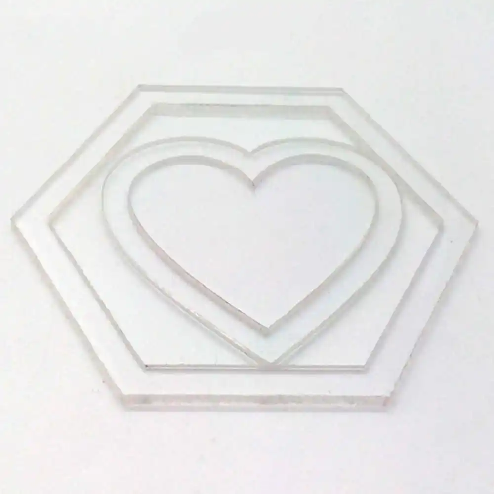 3mm Thickness Clear Heart And Hexagon Shape Quilt Sewing Patchwork Templates Acrylic Ruler