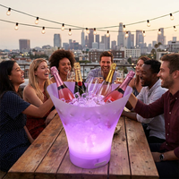 Seau à glace 7L avec haut-parleur Bluetooth, lumière LED 7 couleurs, grande capacité, refroidisseur de champagne et de bière, pour bar, fête, KTV, seau à boissons lumineux