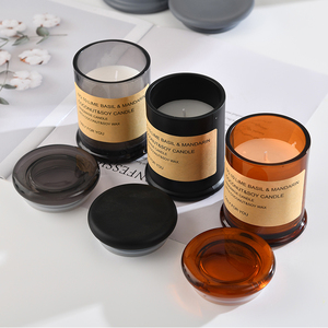 Nuovo Stile Prezzo Competitivo <span class=keywords><strong>Barattolo</strong></span> in <span class=keywords><strong>Vetro</strong></span> Smerigliato Nero Vintage per Candele - Product Image 4