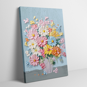 Hoa Đẹp 3D Trừu Tượng Hoa Vải Tường Trang Trí Nội Thất Handpainted Phòng Trang Trí Bức Tranh Gỗ Khung Treo Vải Nghệ Thuật - Product Image 4