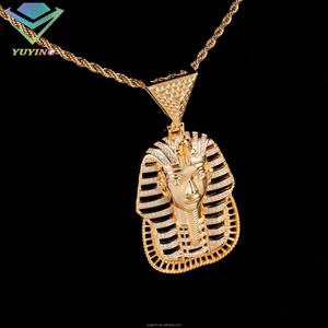 Pendentif en moissanite personnalisé, bijoux en argent sterling 925 plaqué or jaune, pendentif pharaon, pendentif hip hop en moissanite - Product Image 4