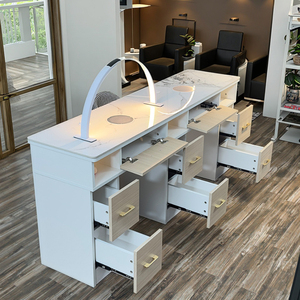 Table de manucure moderne de luxe léger avec aspirateur haute puissance, pour trois personnes, avec chaises, le favori des influenceurs - Product Image 1